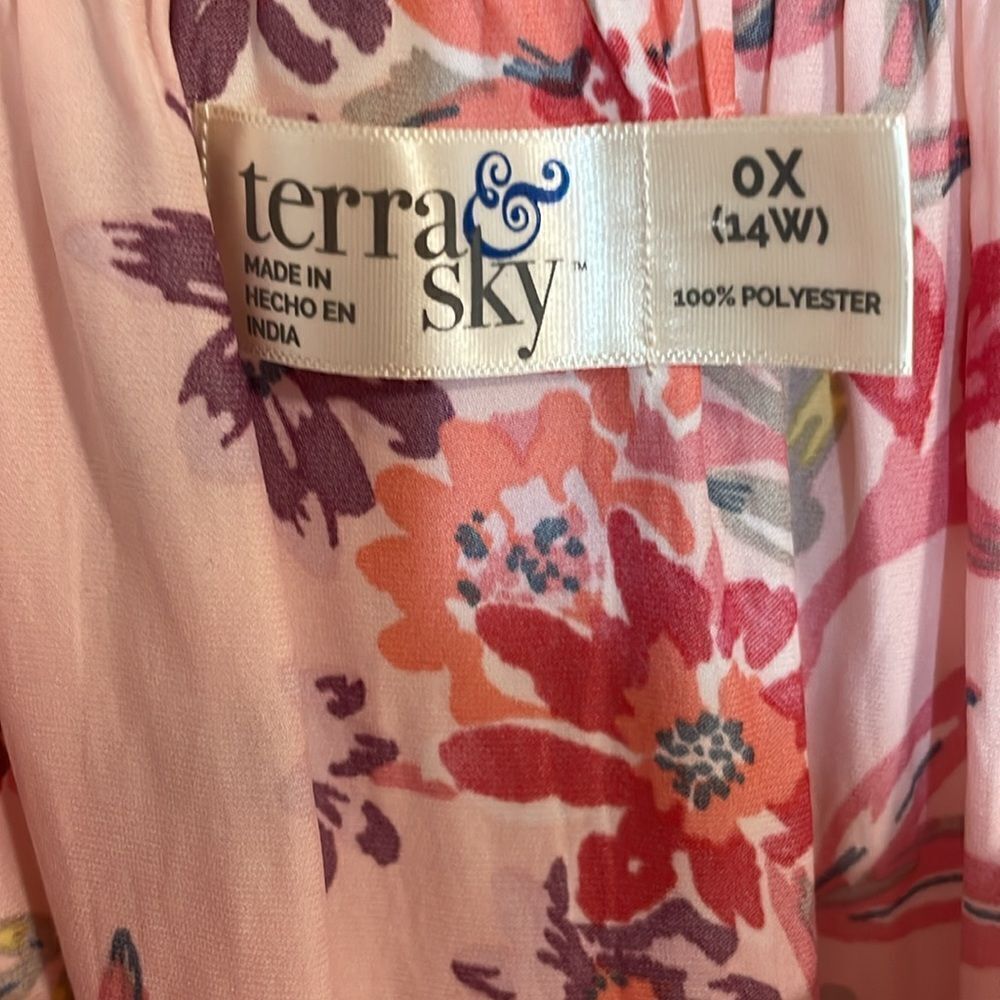 Terra & Sky Peach Ruffled Blouse,β0X - Picture 3 of 4